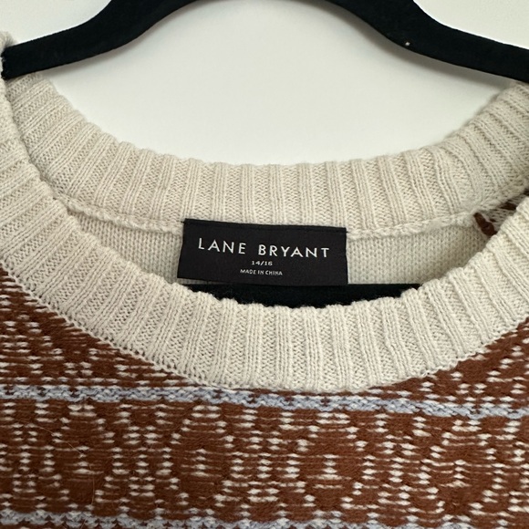 Lane Bryant Cream/Brown Sweater - Picture 2 of 3